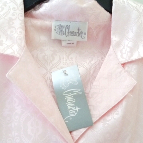 CHARACTER PINK SATIN LONG SLEEVE PAJAMA TOP & LONG PANTS SIZE MEDIUM NWT - Picture 5 of 8